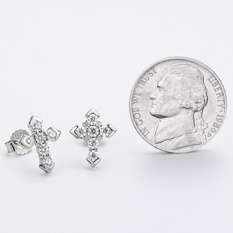 Moissanite Diamond Cross Earrings Free Shipping NZ
