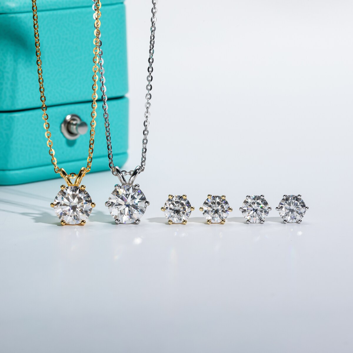 Moissanite Earrings Necklace Set