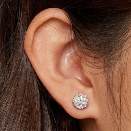 Sterling Silver Moissanite Diamond Stud Earrings US