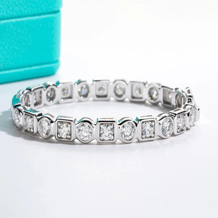 Moissanite Diamond Bracelet Sterling Silver