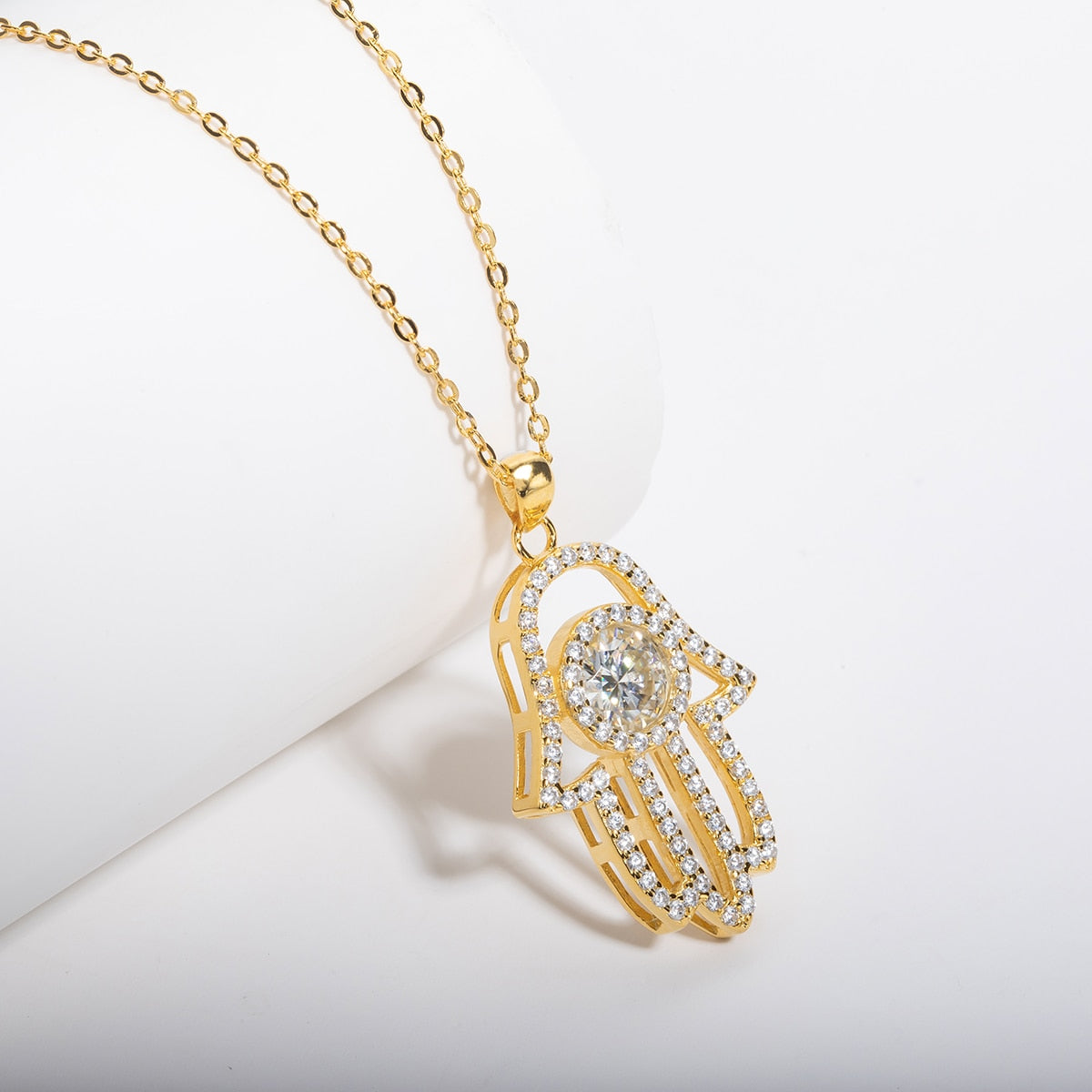 Holloway Jewellery NZ Hamsa Hand Evil Eye Moissanite Diamond Pendant