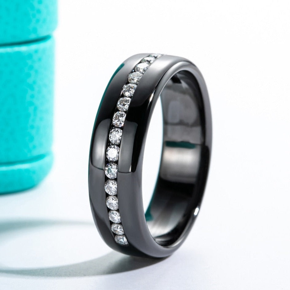 half eternity ring mens moissanite diamonds Holloway Jewellery
