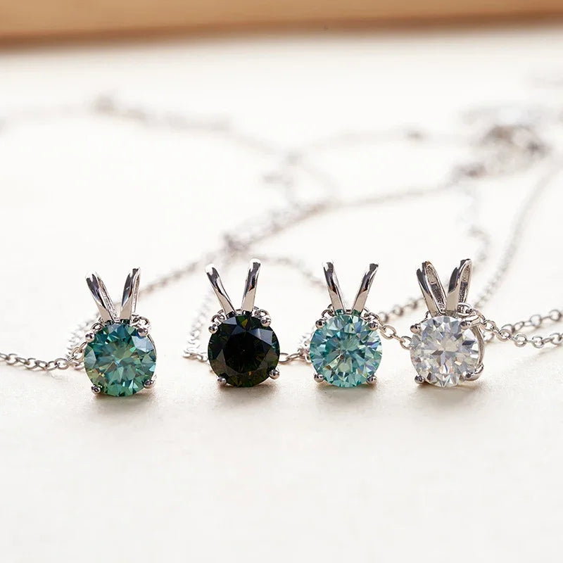 Sterling Silver Coloured Moissanite Diamond Necklace