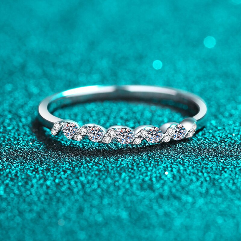 Sterling Silver Moissanite Diamond Ring Free Shipping US