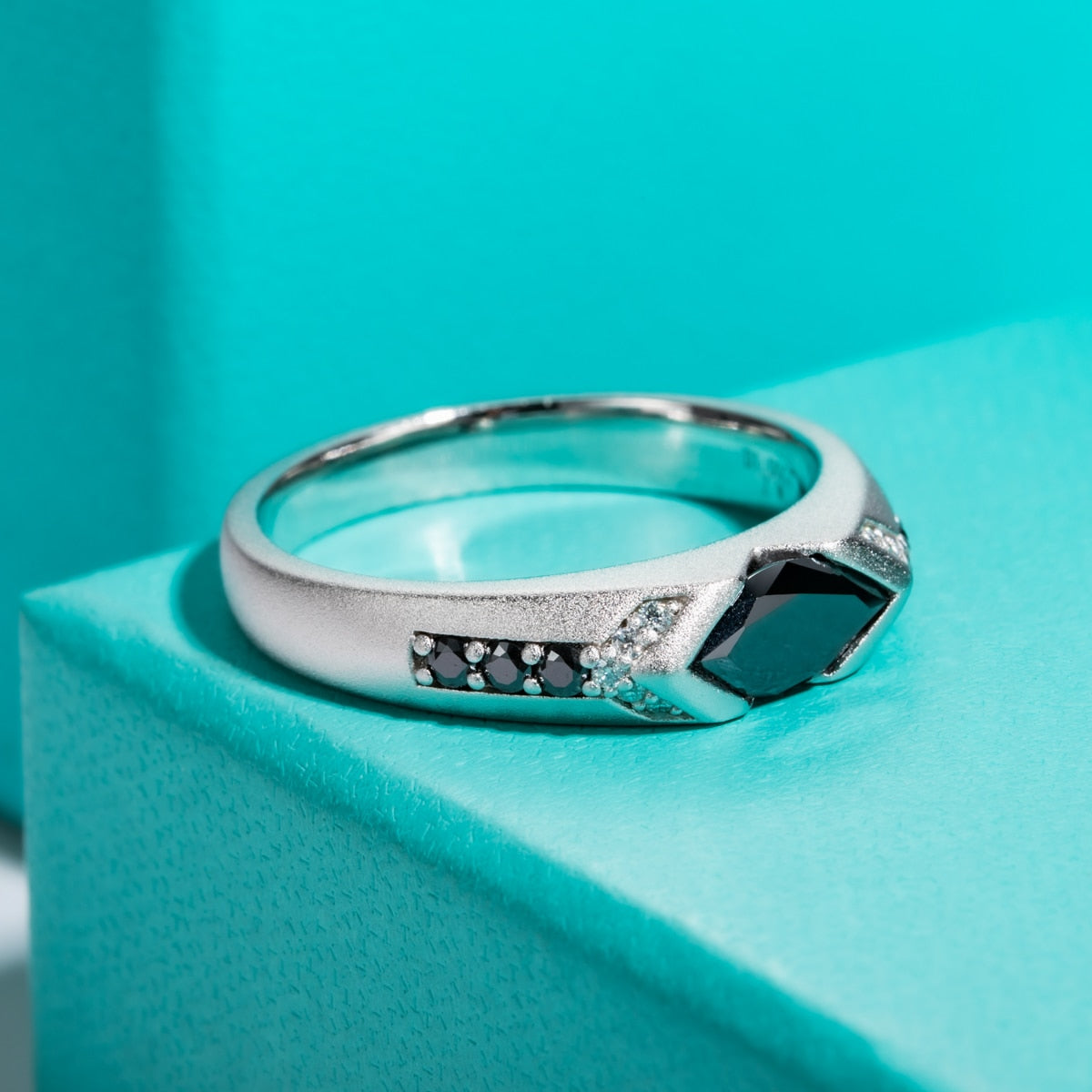 Black Marquise Cut Moissanite Ring