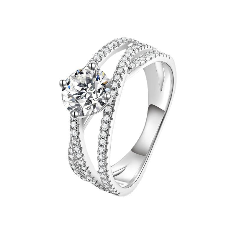 1 Carat Three Circles Moissanite Diamond Ring Sterling Silver