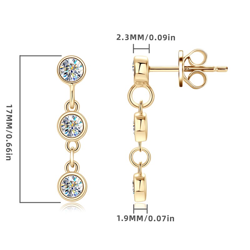 Holloway Jewellery Long Hanging Moissanite Diamond Earrings Sterling Silver