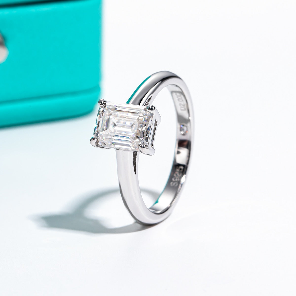 Sterling Silver Moissanite Diamond Engagement Ring