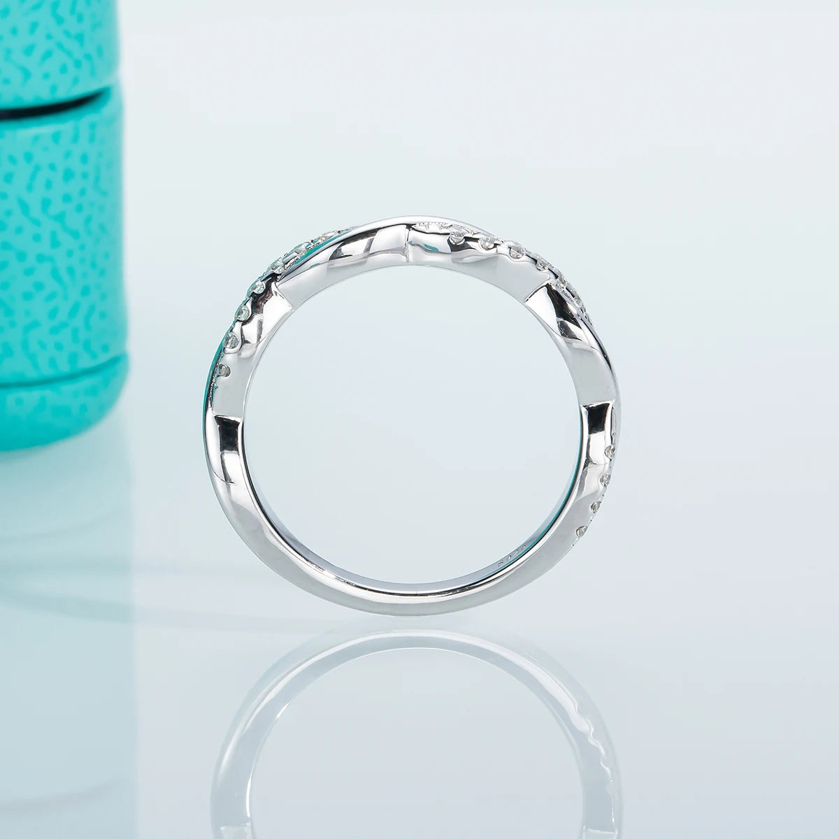 1.3mm Moissanite Wedding Band 925 Sterling Silver Half Eternity Ring