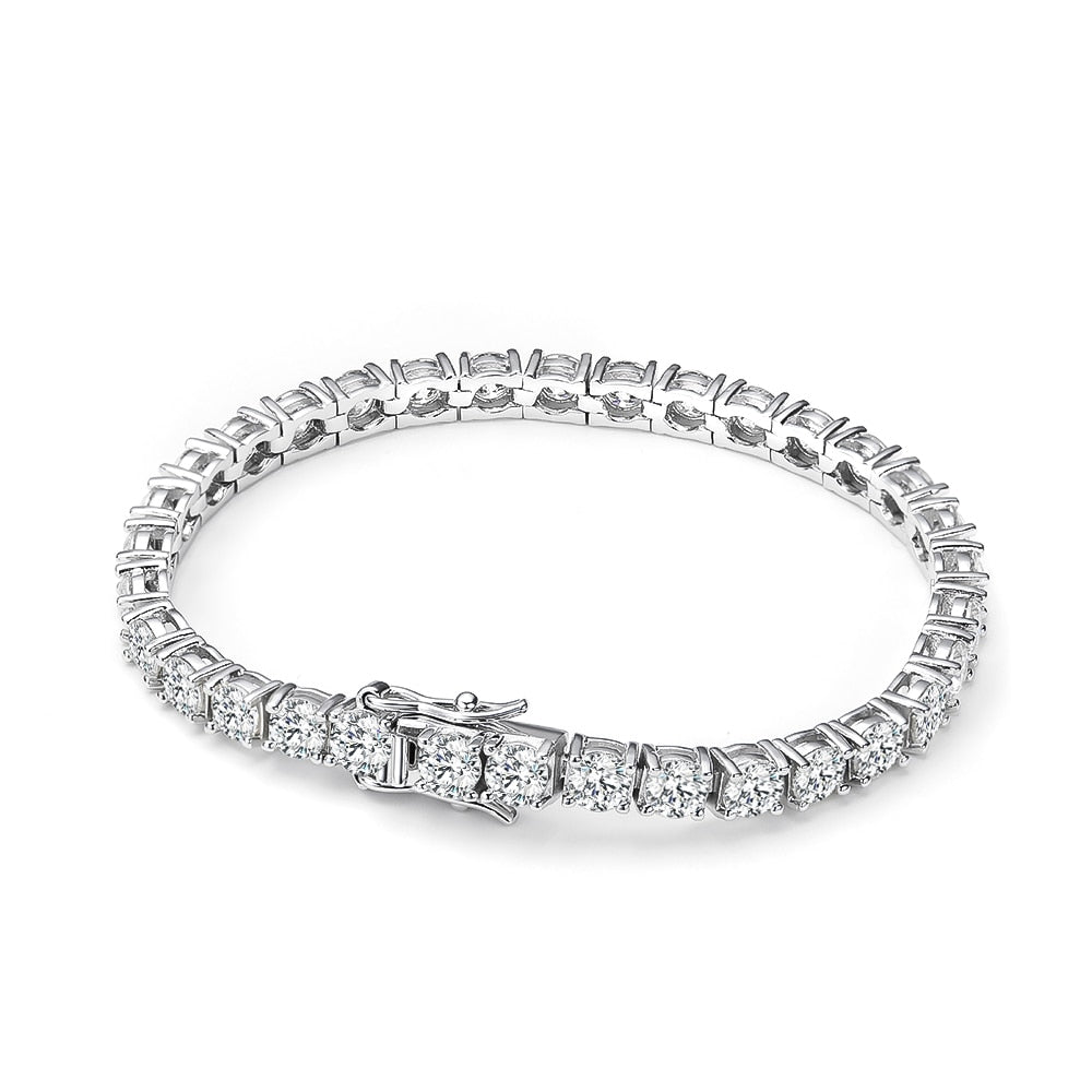 5mm Mens Moissanite Diamond Sterling Silver Tennis Bracelet