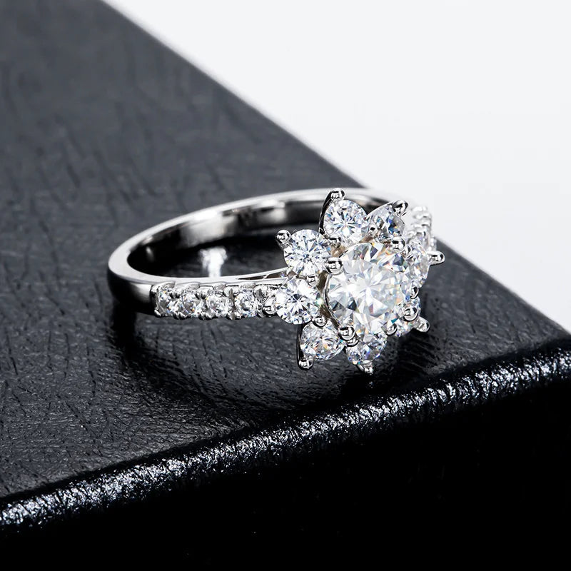 Moissanite Diamond Ring Sterling Silver