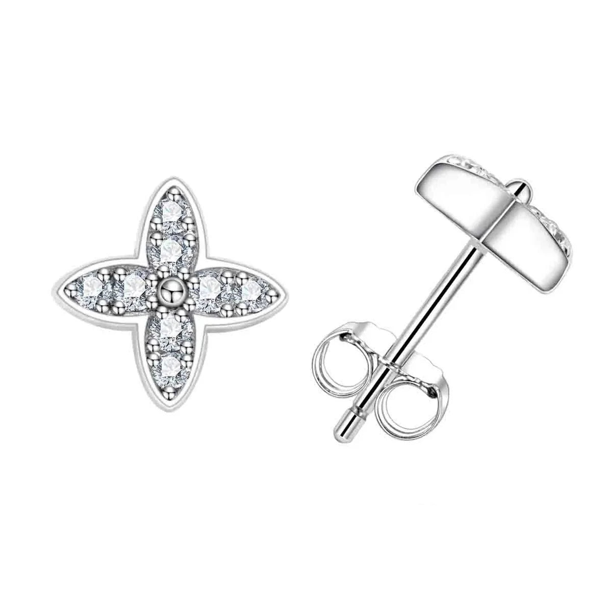 1.5mm Classic Cross Moissanite Diamond Stud Earrings Sterling Silver