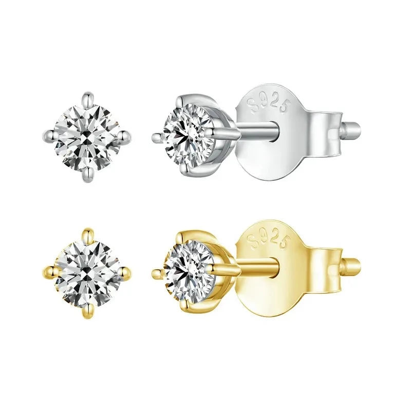 3mm Moissanite Diamond 4 Prong Stud Earrings