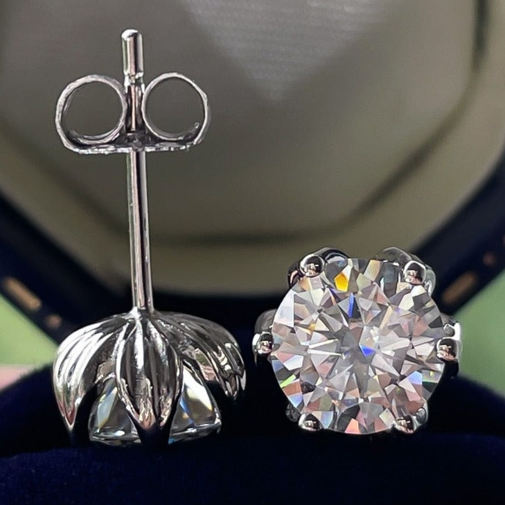 Sterling Silver Moissanite Diamond Stud Earrings