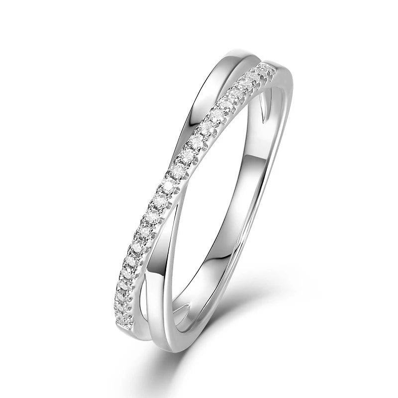1mm Moissanite Diamond Cross Ring Sterling Silver