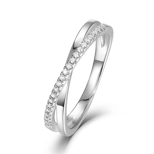 1mm Moissanite Diamond Cross Ring Sterling Silver