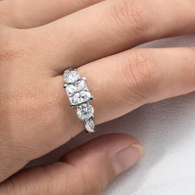 Sterling Silver Moissanite Diamond Engagement Ring Free Shipping US