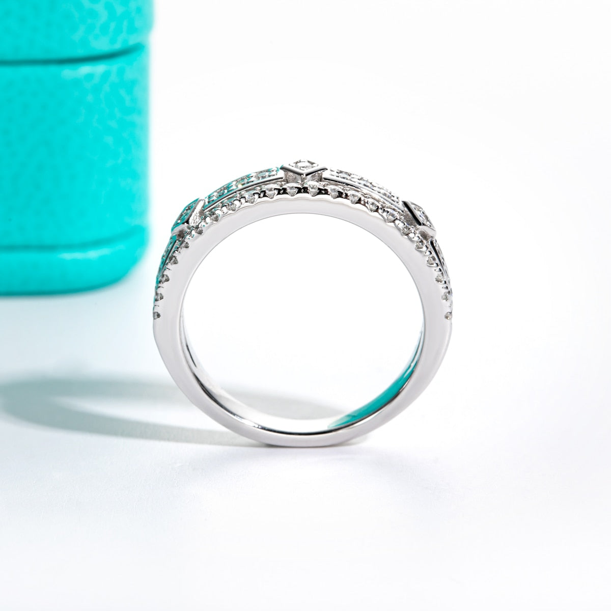 Sterling Silver Moissanite Diamond Ring