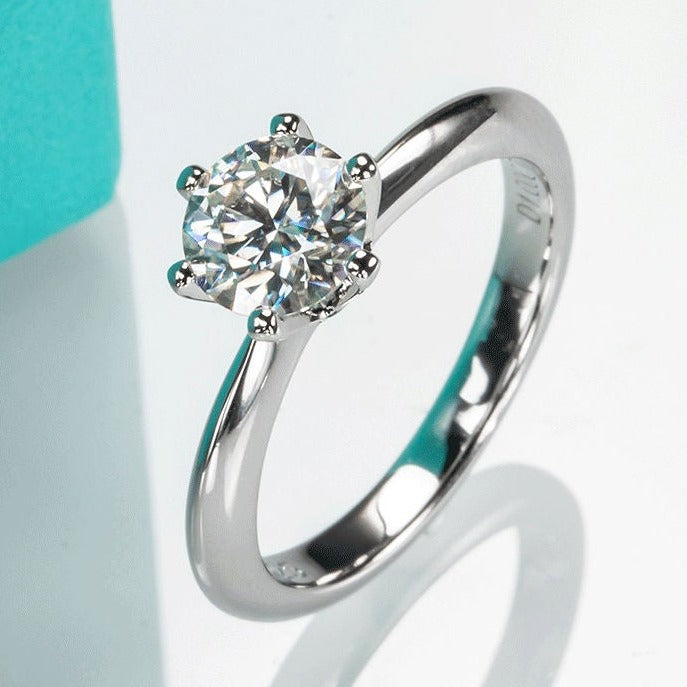 2ct Solitaire Engagement Ring Moissanite Diamond 925 Sterling Silver 18K Gold Plated