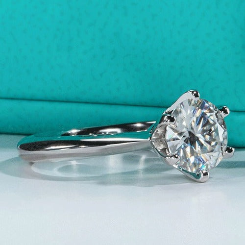 3ct Solitaire Engagement Ring Moissanite Diamond 925 Sterling Silver 18K Gold Plated