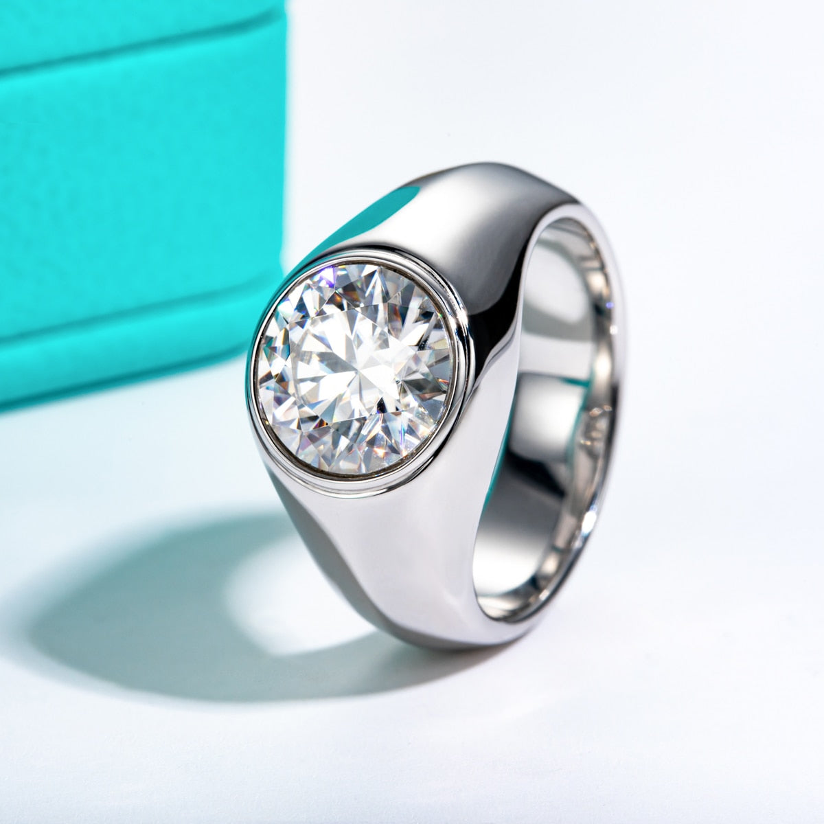 4 Carat Mens Moissanite Diamond Ring Sterling Silver