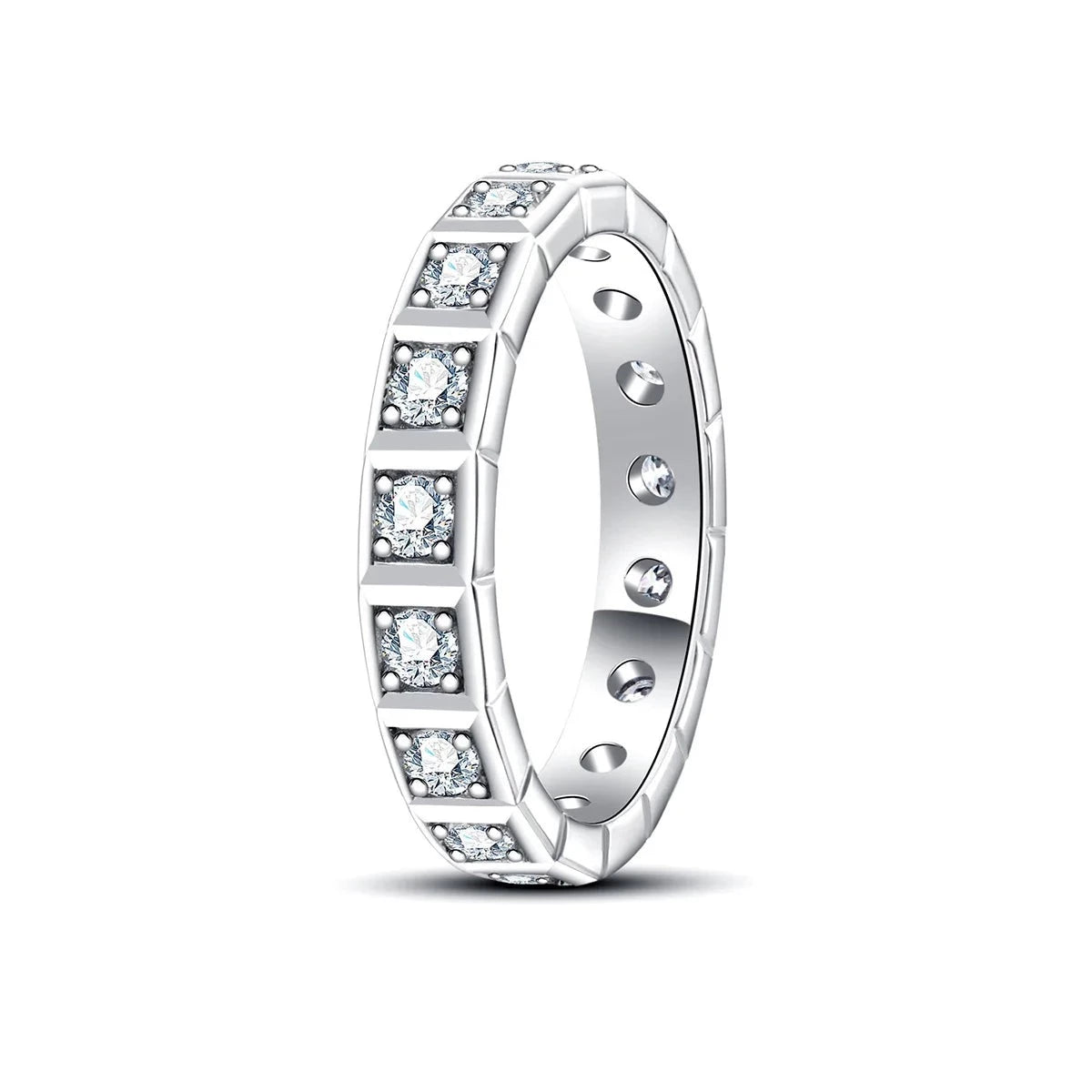 2.2mm Moissanite Diamond Eternity Ring Sterling Silver