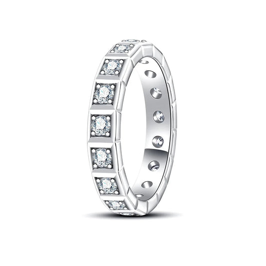2.2mm Moissanite Diamond Eternity Ring Sterling Silver