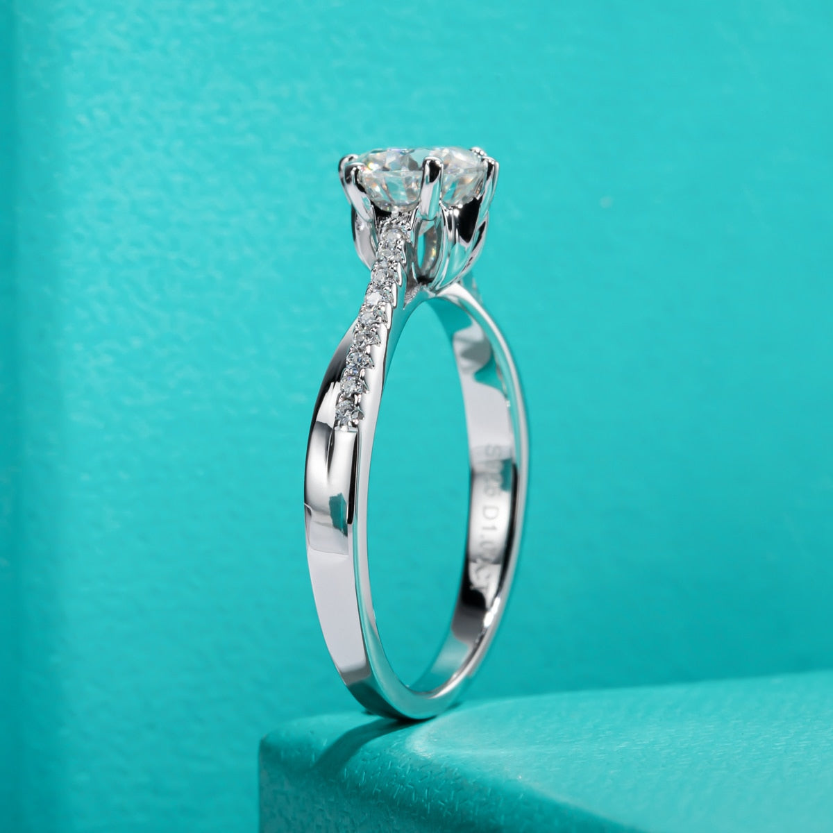 Sterling Silver Moissanite Diamond Ring