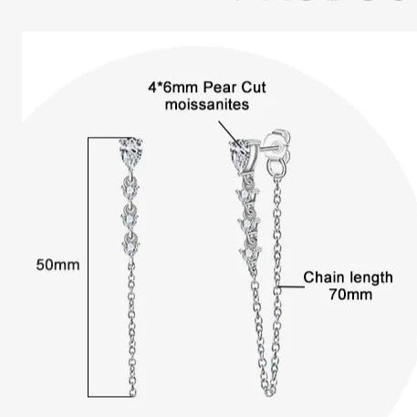 Pear Shape Moissanite Diamond Dangle Drop Earrings