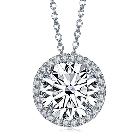 5 Carat Moissanite Diamond Sterling Silver Pendant Necklace