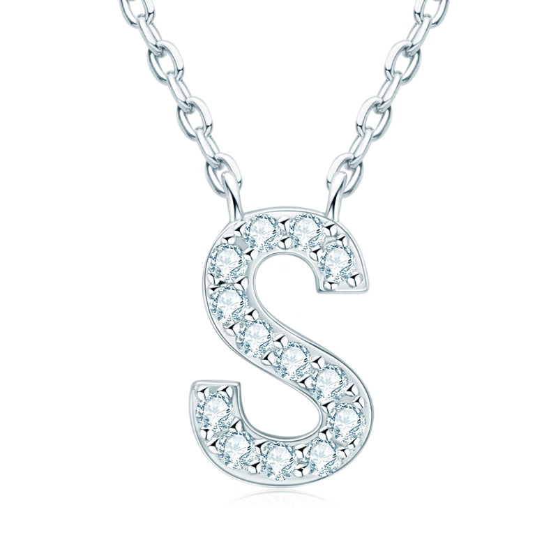 Initial Necklace Moissanite Diamond Sterling Silver Pendant USA