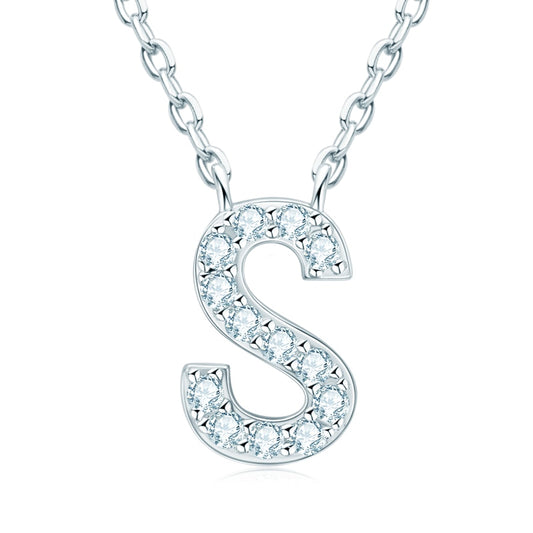 Initial Necklace Moissanite Diamond Sterling Silver Pendant USA