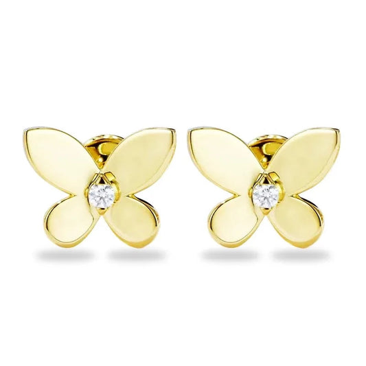 Butterfly Moissanite Diamond Stud Earrings Sterling Silver