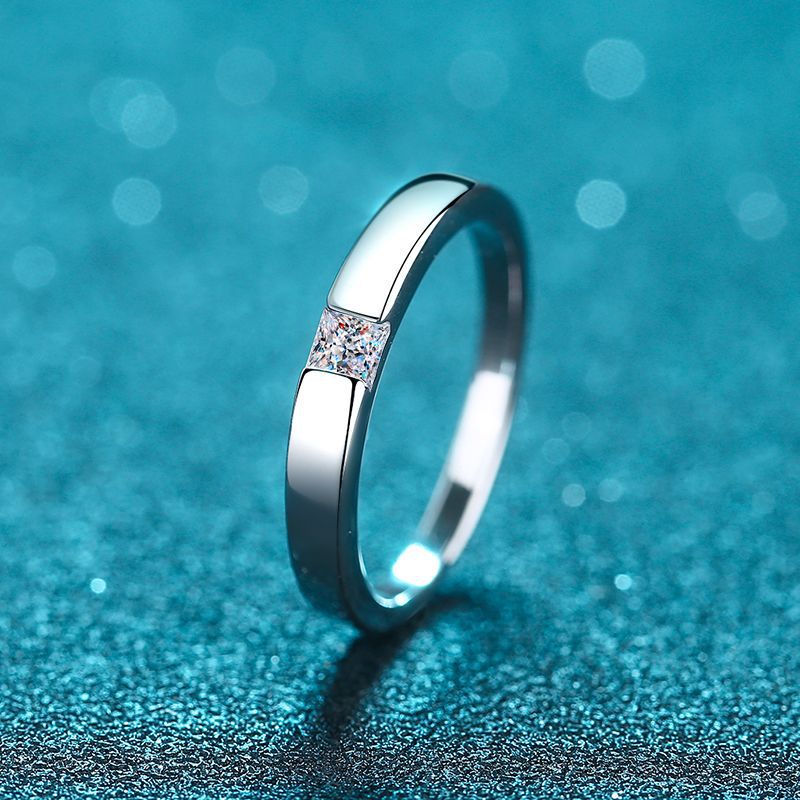 Womens Princess Cut Moissanite Diamond Wedding Band