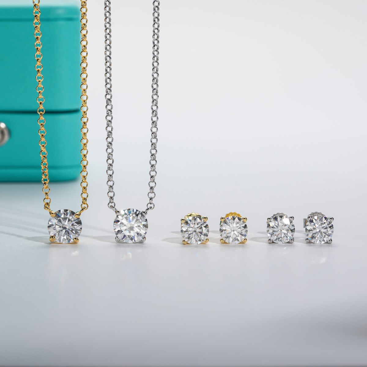 Sterling Silver Moissanite Necklace Earrings Jewellery Set NZ