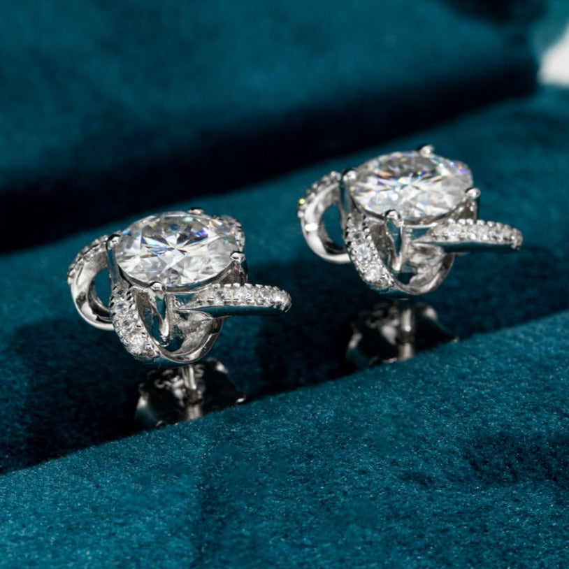Moissanite Stud Earrings Sterling Silver
