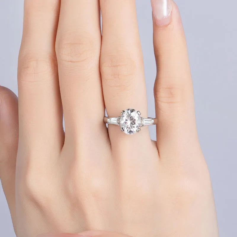 Sterling Silver Moissanite Engagement Ring