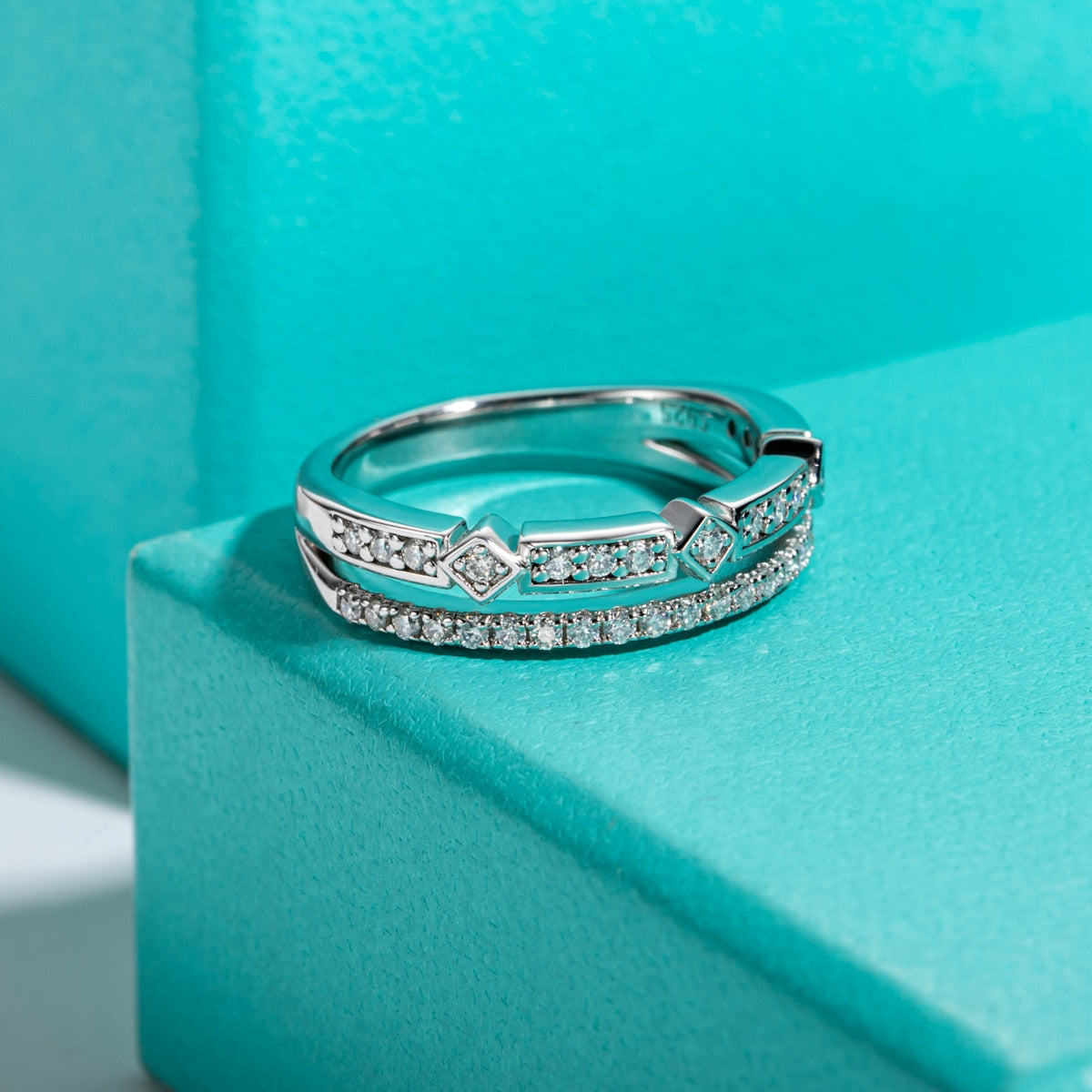 Moissanite Diamond Double Band Ring Free Shipping US