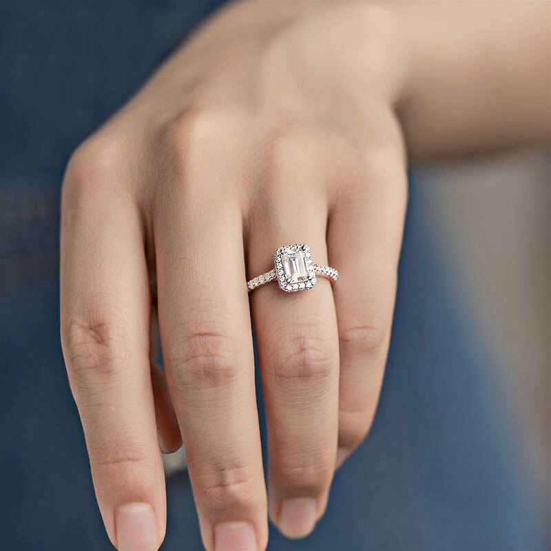 Sterling Silver Moissanite Diamond Ring