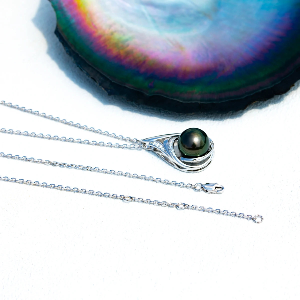 Black Pearl Moissanite Diamond Pendant