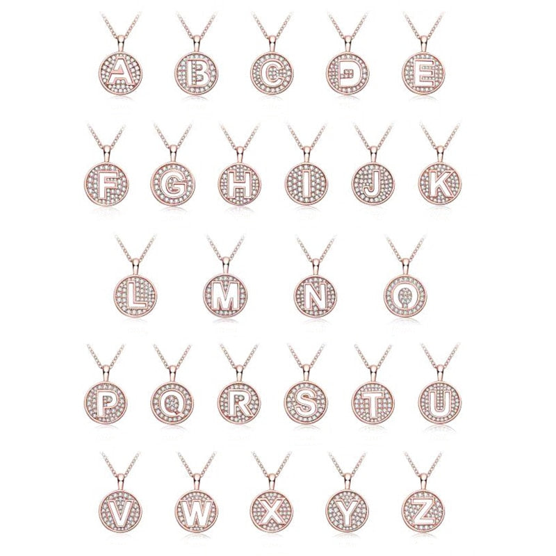 Moissanite Initial Necklace Pendant 925 Sterling Silver 18K Rose Gold Plated