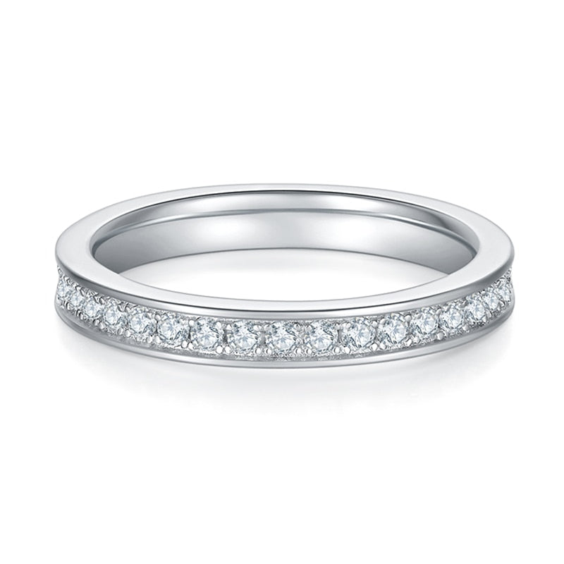 moissanite eternity ring silver platinum plated Holloway Jewellery