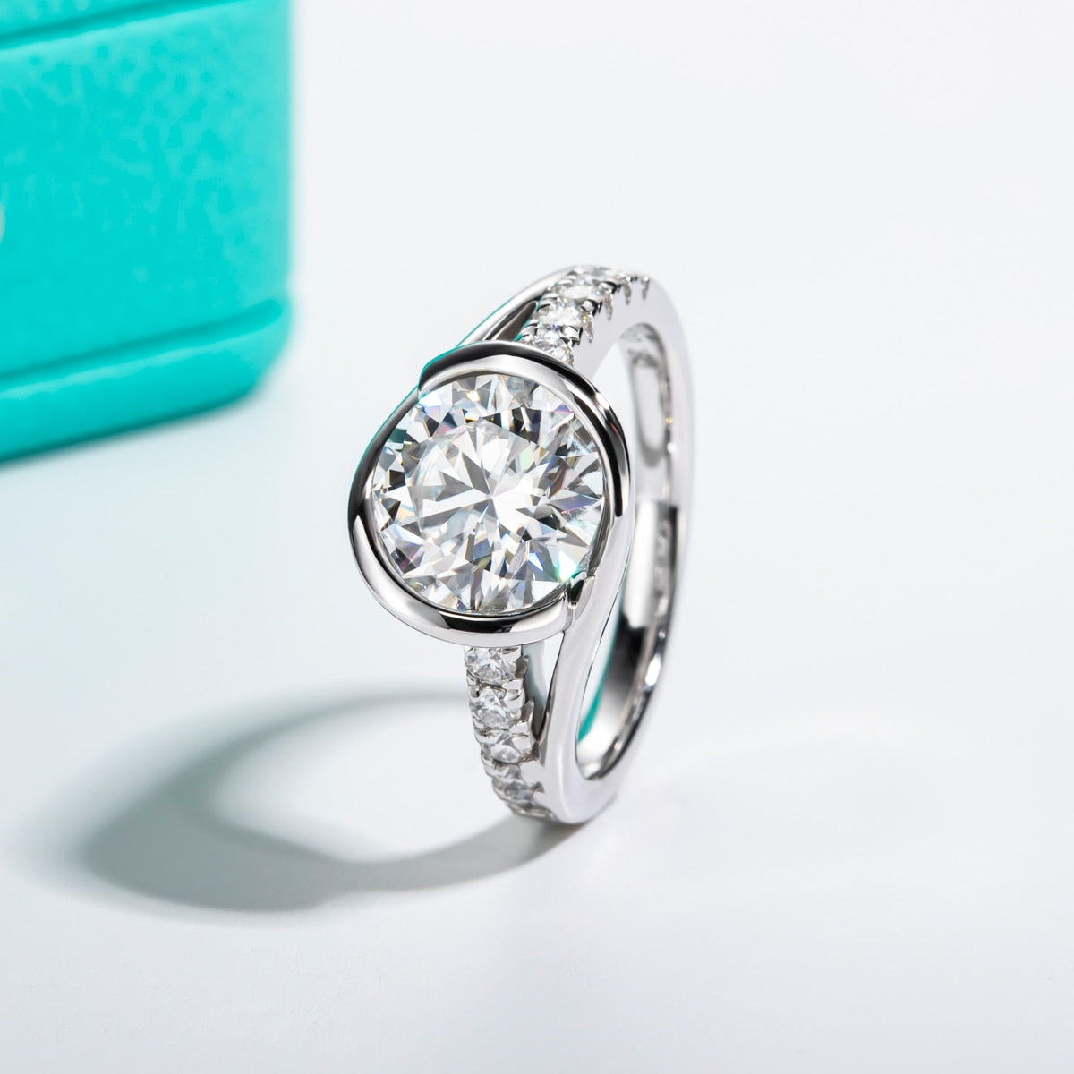 Bezel Set Moissanite Engagement Ring
