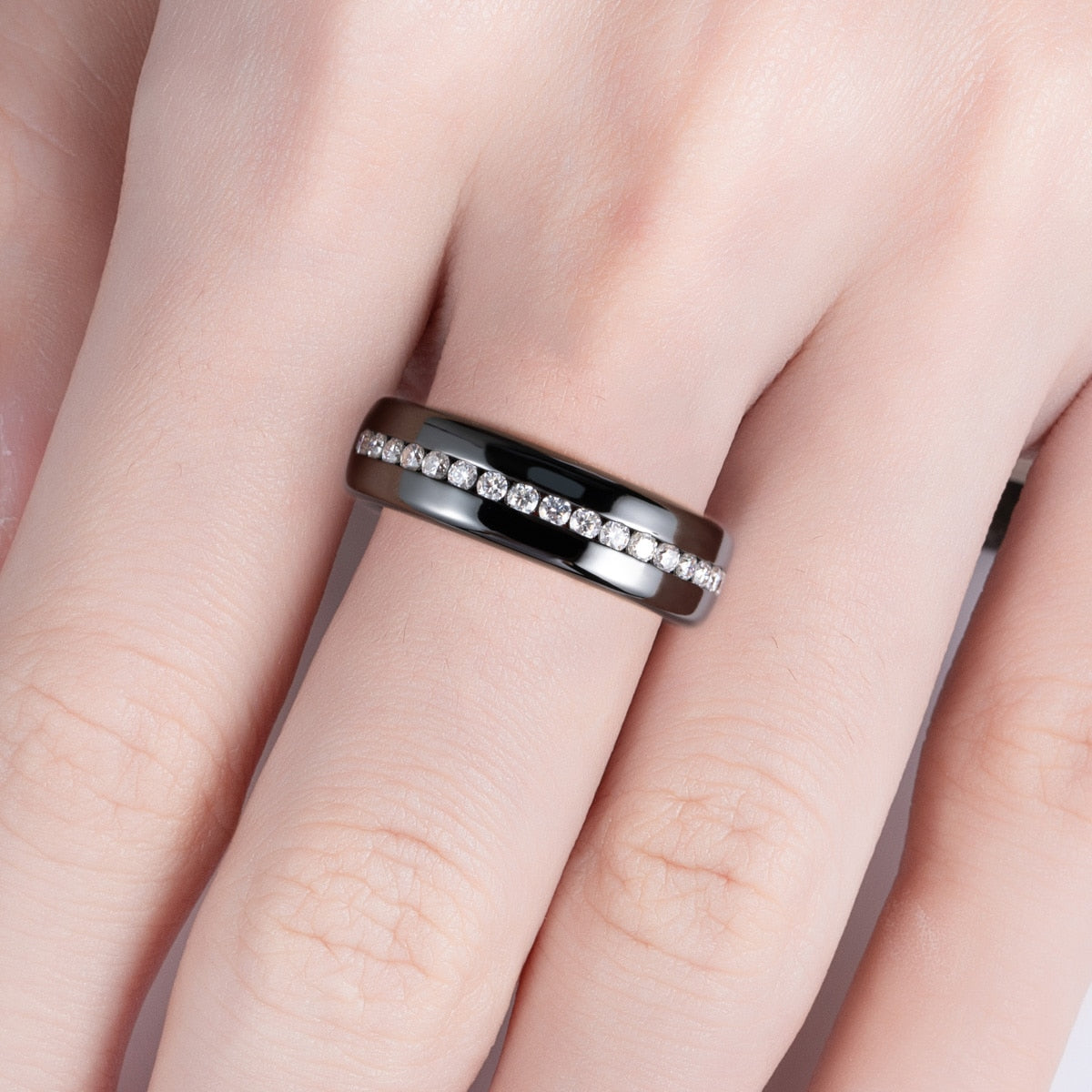 moissanite half eternity ring black Holloway Jewellery Canada