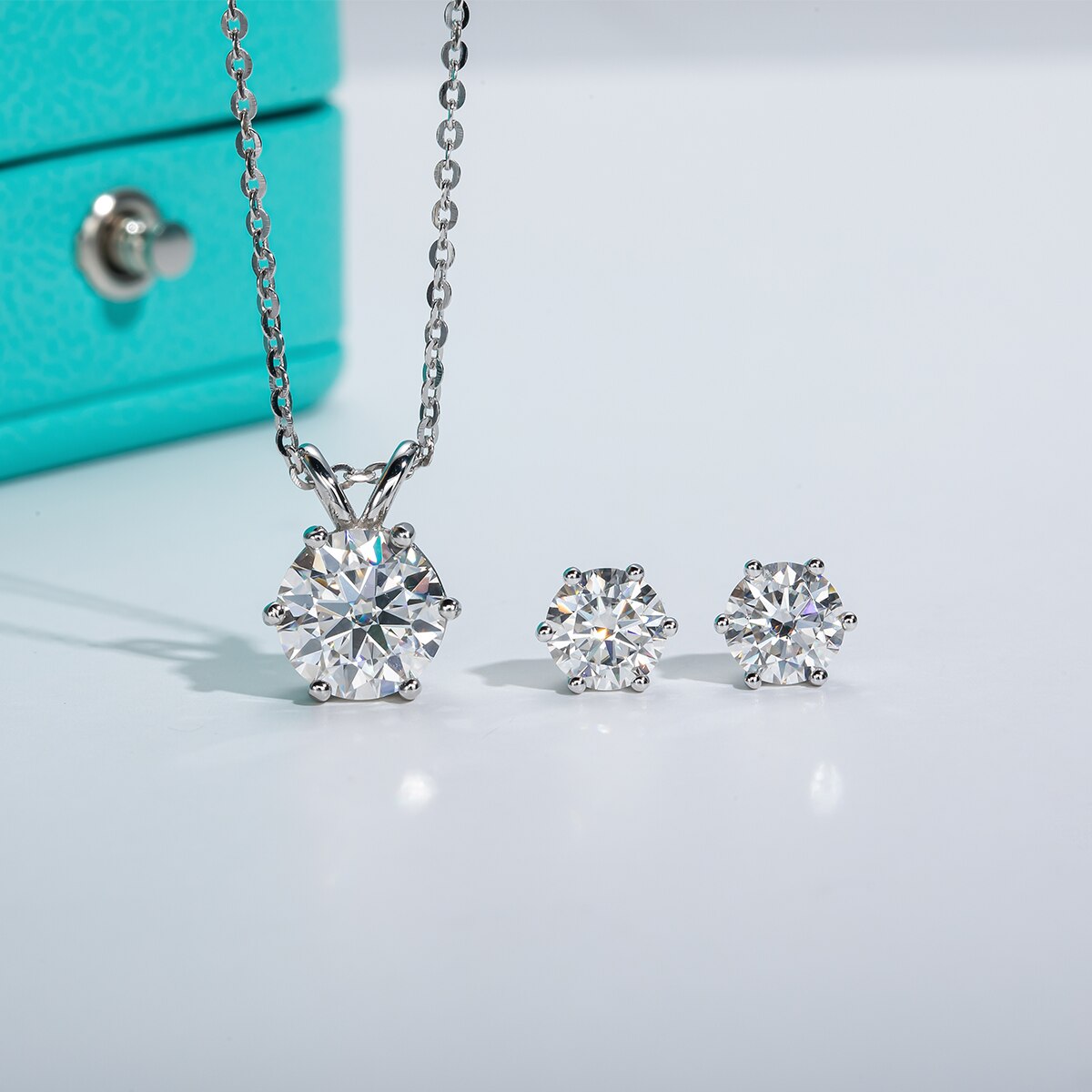 Moissanite Sterling Silver Jewellery Set US