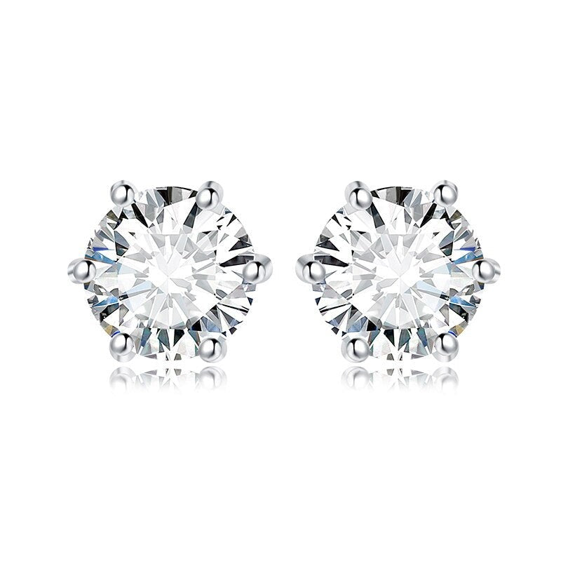 Moissanite Diamond Sterling Silver Stud Earrings