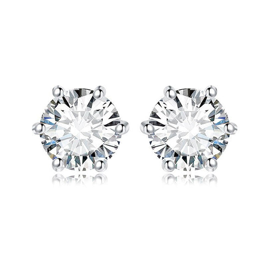 Moissanite Diamond Sterling Silver Stud Earrings