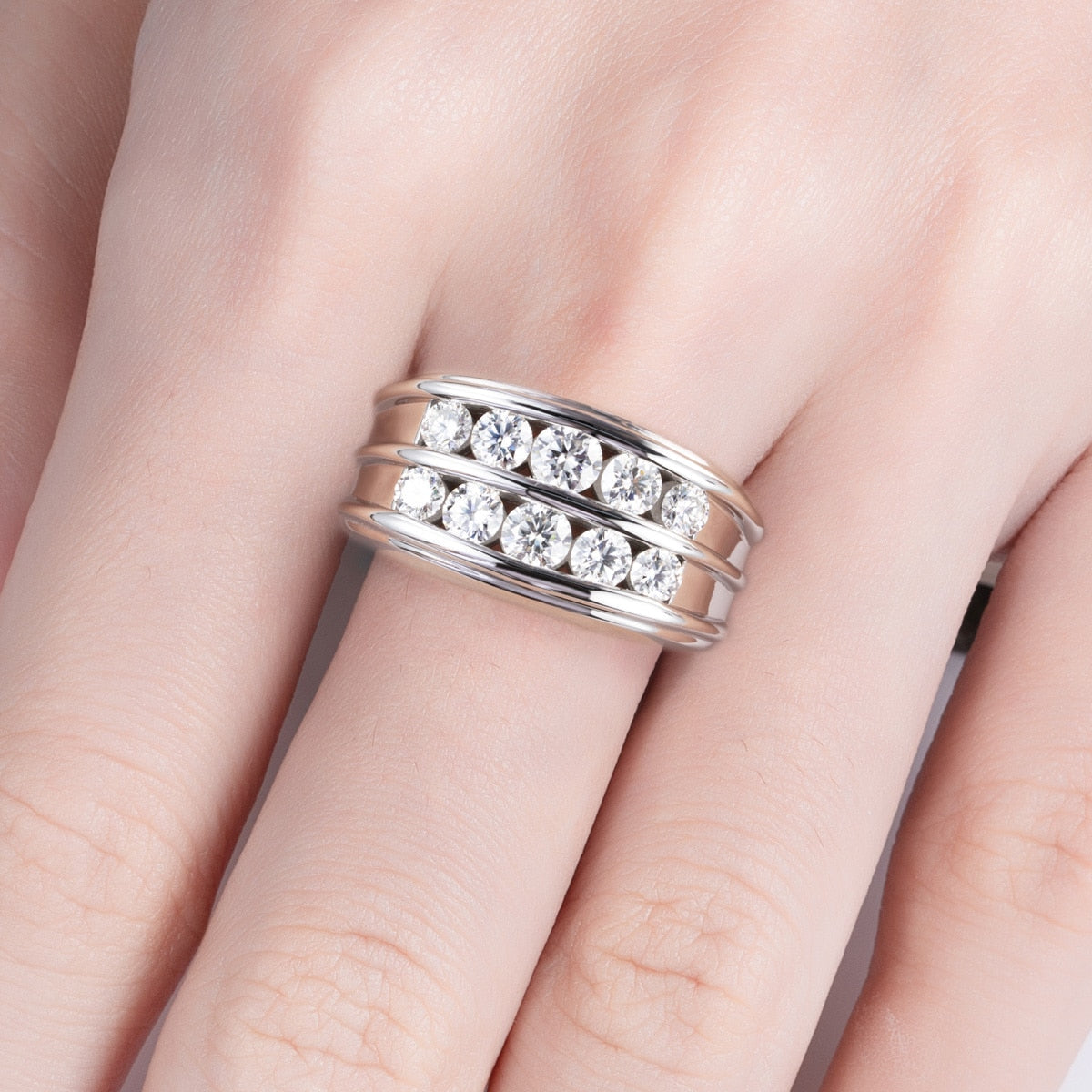 mens ring moissanite diamonds silver Holloway Jewellery UK