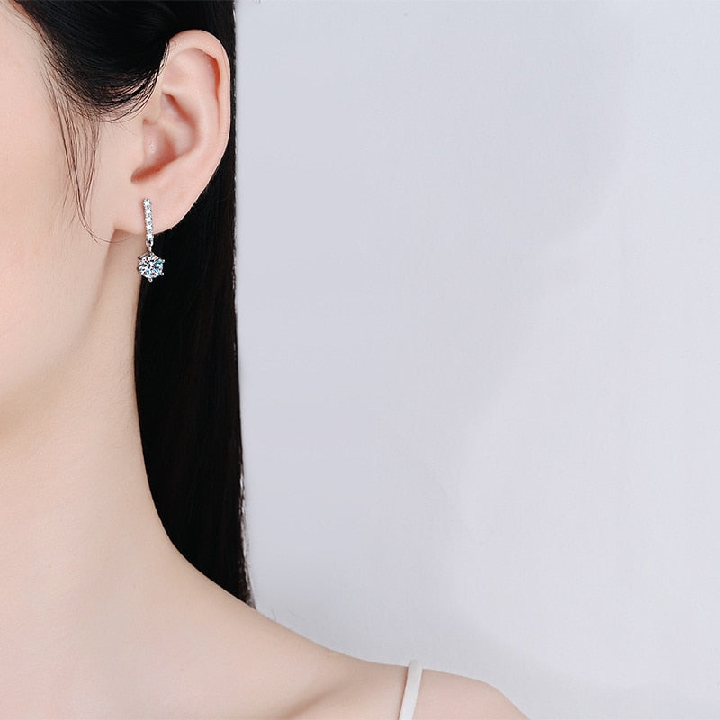 Sterling Silver Moissanite Diamond Earrings