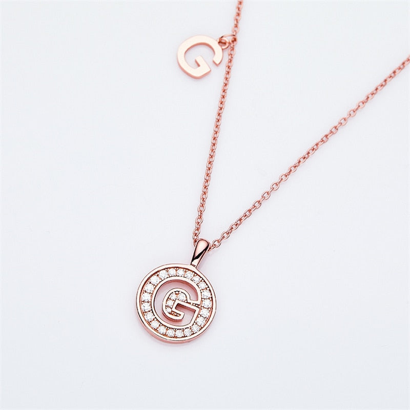 Moissanite Initial Necklace Pendant 925 Sterling Silver 18K Rose Gold Plated